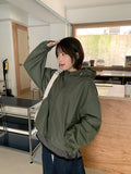 [unisex] Konite glossy string over hood wind jacket