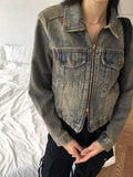 Batte Vintage Y2K Washing Two-Way Denim Jacket