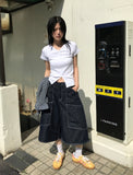 RIBBED V SLIT HALF T