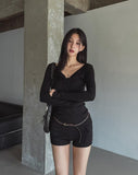 Hina Slim Long Ribbed Button Long Sleeve