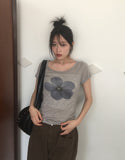 Carmen Flower See-Through Short Sleeve T-Shirt