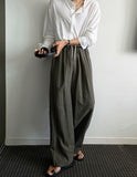 Summer Linen Pintuck Wide Pants