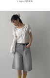 [Short sleeve ver.] Beans Off-Shoulder Crop Blouse