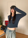Gwen Cable V-neck Angora Knit