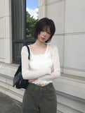 Band Punching Rib V-Neck Cardigan