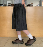 [Unisex] Hentes Linen Denim Banding Bermuda Pants - Linen 50