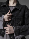 Grunge dark denim short jacket
