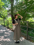 Qdoden Nylon Layered Cargo Long One Piece