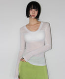 SHEER V-NECK LONGSLEEVE