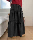 Moet Banding Suede Tiered Long Skirt