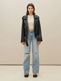 [Real Leather] Lambskin Cropped Double Rider Jacket