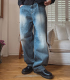Norma Vintage Washing Wide Denim Pants