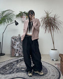 Rough Washing Pin Tuck Balloon Pants