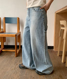 Kuhaka carpender washed light blue wide denim pants