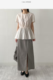Sienna Banding Flare Short Sleeve Blouse