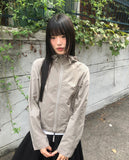 [MADE] B-Pie Frill Pocket Two-Way Zipper Neck String Windbreaker Hooded Zip-Up