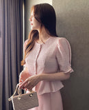 Jane Round Puff Peplum Blouse