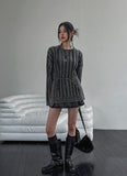 Trip Big Ribbed Damage Dyeing Washing Knit