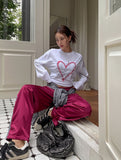 Heart point lettering cotton long sleeves
