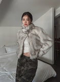 Kecia High Neck Crop Fur Jacket