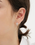 Essence Silver (W) Moissanite Cross One-Touch Earrings