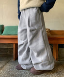 Timoa banding fleece brushed rivet wide pants