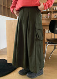 Woosen Cotton Pleated Cargo Long Skirt