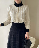 Tilla Layered Color Matching Pearl Lace Polar Knit