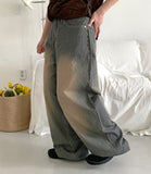 Chikyo Brown Washing Stripe Denim Pants