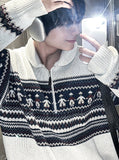 Hugo Wool Knit Half Zip Up