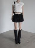 Double-waisted sagging mini skirt