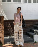 See-through layered button cap sleeve short sleeve