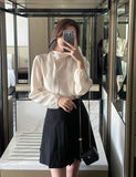Lime Tencel Half Neck Tie Blouse