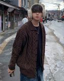Orchid wool collar long cardigan