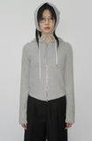 RIB KNIT HOOD ZIP-UP