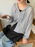 Oniru Summer Crop Gauze Hood Shirt