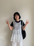 Himao Flower Tiered Layered Sleeveless Blouse