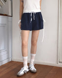 Raffen Banding Color Matching Ribbon Pocket Shorts