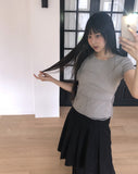 Catin Dot See-through Halter Neck Layered Short Sleeve T-Shirt
