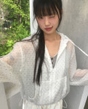 Onyu see-through frill dot windbreaker zip-up