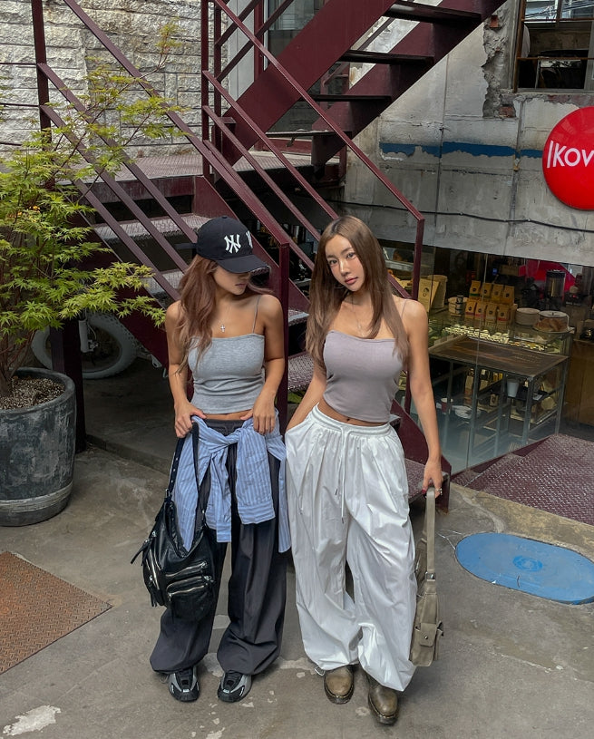【U LAN】[U-BASIC] Chico Summer Two-Pin Tuck Nylon Pants U LAN (ユーラン) - [U-BASIC]チコサマーツーピンタックナイロン