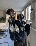 Modern argyle cardigan