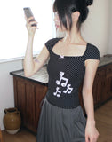 Jerrin Dot Ribbon Check Print Short Sleeve T-shirt