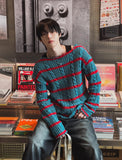 [LANARCH] Frayed Cable Stripe Sweater
