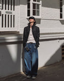 Lip Pocket Brush Denim Pants