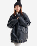 Embossed biker leather jacket