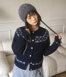 [wool5] Kotok Snowflake Winter Nordic Wool Knit Cardigan