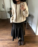 [Muffler SET] Mavin Lip Neck Color Matching One Off Shoulder Wool Long Sleeve Knit