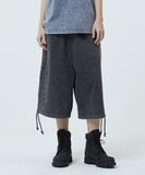 WASHED CUT OFF APPLIQUE SWEAT SHORTS