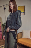 [2-WAY] Sleeve Star Pigment CROP Hood Zip-up